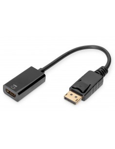 Kabel adapter DIGITUS DisplayPort z zatrzaskiem 4K 60Hz UHD Typ DP/HDMI A M/Ż czarny 0,2m