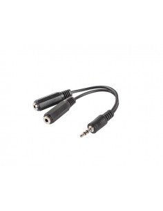 Kabel adapter Lanberg Minijack 3,5mm (M) - 2x Minijack 3,5mm (F) 0,1m czarny