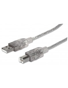 Kabel USB Manhattan USB 2.0 A-B M/M, 1,8m, srebrny