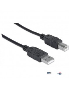 Kabel Manhattan USB 2.0 A-B M/M, 3m, czarny