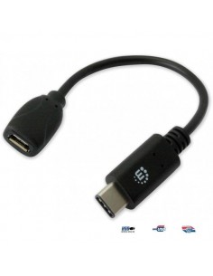 Kabel Manhattan USB 2.0 MIC-C/MIC-B M/F 0,15m, czarny