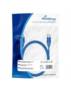 Kabel USB 3.0 MediaRange MRCS151 Plug A/Socket A, 1,8m, niebieski