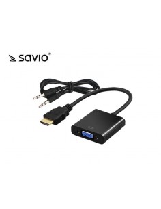 Kabel adapter Savio CL-23/B HDMI - VGA