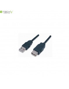 Kabel USB Techly przedłużacz USB 2.0 A-A M/F 0,3m czarny