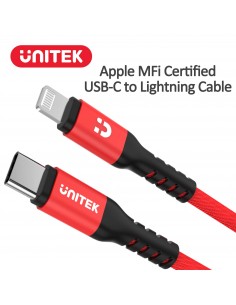 Kabel Unitek C14060RD USB-C - Lightning Pro MFI M/M 1m
