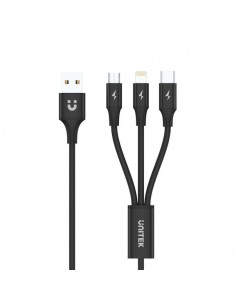 Kabel USB Unitek C14049BK USB 3 w 1 czarny (microUSB, Lightning, USB-C)