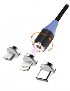 Kabel USB 2.0 Msonic MLU657 3A 3w1 Mircro USB/USB C/Lightning magnetyczny 1m czarny