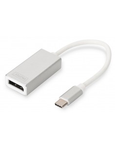 Adapter graficzny DIGITUS DisplayPort 4K 30Hz na USB Typ C, aluminiowy, srebrny, 20cm