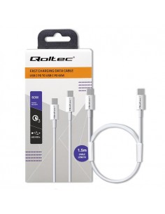 Kabel USB Qoltec 2.0 typ C | USB 2.0 typ C 60W | QC 3.0 | PD | 1.5m | Biały