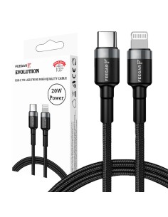 Kabel USB 3.0 Feegar Evolution FEE-01904 USB-C – Lightning nylonowy 20W 1m czarno-szary