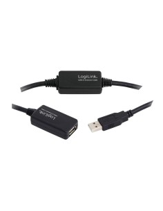 Kabel USB 2.0 LogiLink UA0146 USB-A/M na USB-A/F, wzmacniacz, czarny, 20 m
